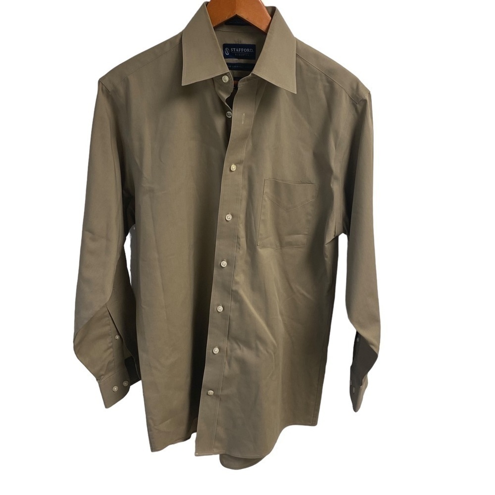 STAFFORD Essentials The Everyday Shirt Mens Tan 15‎ 1/2” 32-33